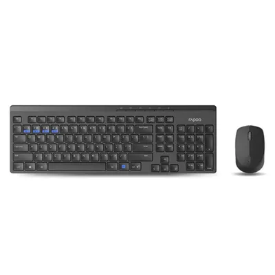 Zdjęcie produktu dla Rapoo 8100M, Pełnowymiarowy (100%), Bezprzewodowy, RF Wireless + Bluetooth, Membranowa, Czarny, Dołączona myszka