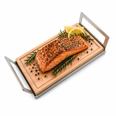 Produktbild von Grillbrett / Räucherbrett 30x14x2 cm aus Buche mit Griffschale