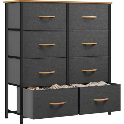 Image de YITAHOME Commode de rangement 8 tiroirs Tissu Gris foncé
