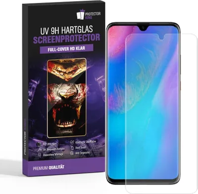 Produktbild von 2x 9H Hartglas für Huawei P30 Lite FULL CURVED UV Liquid Schutzglas Panzerfolie Displayschutz Schutzfolie Displayglas Panzerglas Tempered Glasfolie Sicherheitsglas Echtglas
