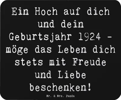 Produktbild von Mr. & Mrs. Panda Mauspad Spruch 1924 Geburtstag - Schwarz - Geschenk, Mouse Pad, Mousepad, handgefertigte Geschenke, unvergessliche, liebevolle Worte, laptop, Geburtsjahr