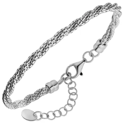 Produktbild von Armband aus 925 Silber rhodiniert 3-reihig gedreht Armkette Armschmuck 17-20cm