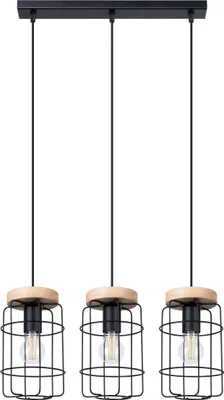 Produktbild von Pendelleuchte GOTTO 3L 3xE27 15W Stahl/Holz 115x15x60cm Sollux Lighting