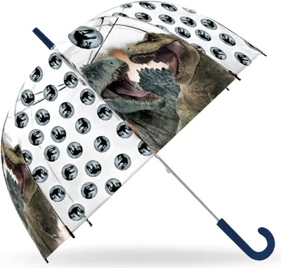 Zdjęcie produktu dla Ochronna parasolka automatyczna Jurassic World dla dzieci - przezroczysta, 48cm, idealna na każdą przygodę w deszczowe dni!