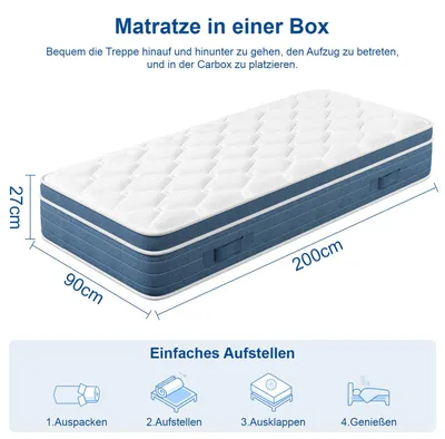 Obrázek produktu pro Hybridní matrace Queen s kapslovými pružinami a vrchní vrstvou