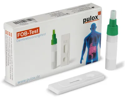 Produktbild von Pulox FOB Darmkrebsvorsorge Schnelltest Komplett-Set – Testkassette, Anwendungsa