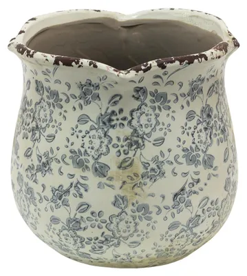 Productafbeelding van Clayre & Eef bloempot, diameter 17 cm, hoogte 16 cm, grijsbeige, keramiek, voor bloemen