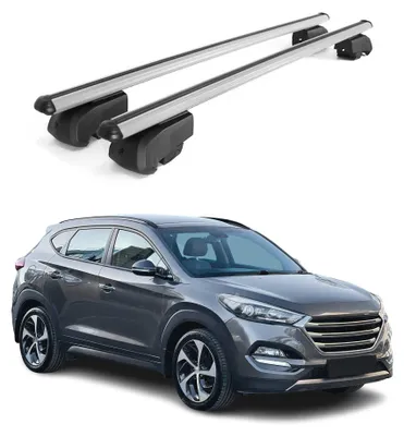 Produktbild von Dachträger Grundtäger für Hyundai Tucson mk3 2015-2020 75kg Silber Alu 2 tlg, KI-generiertes Bild