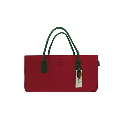 Zdjęcie produktu dla RAIKOU Torba filcowa Torba na drewno kominkowe Torba na zakupy Torba do przechowywania Torba z uchwytami Torba piknikowa Czerwona/zielona sosnowa 50x25x25 cm