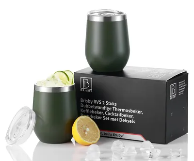 Produktbild von Bardi Edelstahl-Thermosbecher-Set, 2-teilig, doppelwandig, mit Deckel – Grün