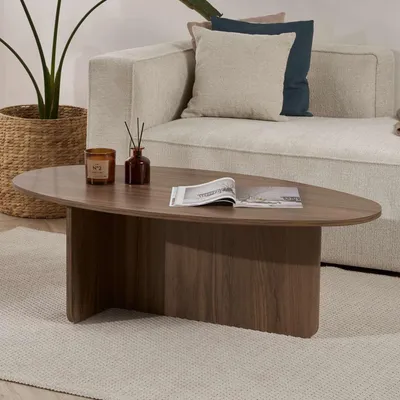 Image de Parona - Table basse, 120x65x40h cm, noyer brun, forme ovale