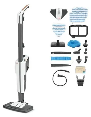 Produktbild von Dampfbesen, POLTI VAPORETTO SV660 STYLE, 2-in-1, 1500 W, 0,5 L Tank, 6 m Kabel, Grau/Weiß