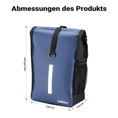 Produktbild von Torba na bagażnik Wiltec niebieska, torba rowerowa na bagażnik 16 l, torba na bagażnik z paskiem do przenoszenia, wodoodporna torba rowerowa