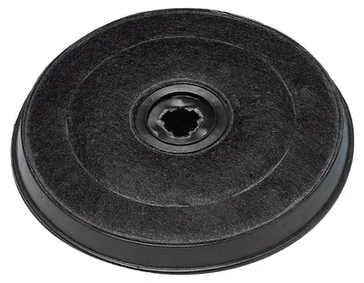 A close-up, top-down view of a black coffee machine filter.
