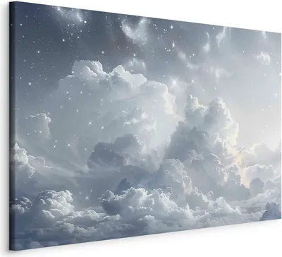 Produktbild von Vlies Leinwandbild - Astral Calm: Stars Scattered Over Delicate Clouds 30x20 cm Muster b-H-10060-b-a