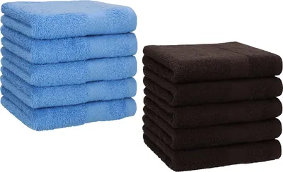 Produktbild von Betz 10 Stück Seiftücher 30x30 cm PREMIUM 100% Baumwolle  Farbe: hellblau und dunkelbraun