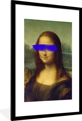 Produktbild von MuchoWow® MuchoWow® Gerahmtes Poster Mona Lisa - Leonardo da Vinci - Blau - Alte Meister 60x90 cm - Poster mit zchwarzem Bilderrahmen - Dekoration - Wandposter Wohnzimmer - Hochwertig