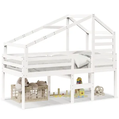 Immagine prodotto di Letto a soppalco con tetto bianco 75x190 cm in legno di pino massiccio
