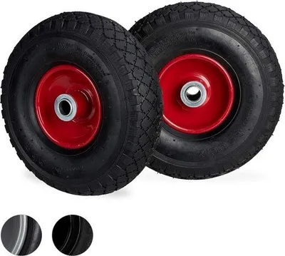 Immagine prodotto di Ruota di scorta 3,00-4 260x85 mm in acciaio nero-rosso 100 kg