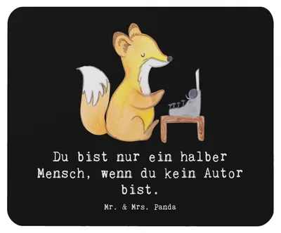 Produktbild von Mr. & Mrs. Panda Mousepad Autor Herz - Schwarz - Geschenk, mousematte, Mouse Pad, Mauspad, pc, Buchhandlung, Buchladen, Verlag, Beruf, Lustig, Spruch