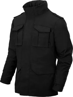 A studio shot of a black tactical jacket.