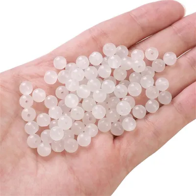 Image de Perles de verre - Diamètre : 6 mm - Idéales pour la création de bijoux et de travaux manuels - 100 pièces - Blanc