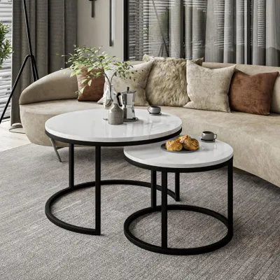 Produktbild von Runder Couchtisch CIRI 2in1 Hochglanz