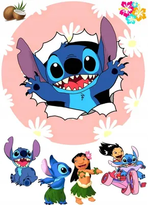 Produktbild von Essbar Lilo und Stitch Tortenaufleger Torte Tortenbild Zuckerbild Premium 0,6mm (LS12)