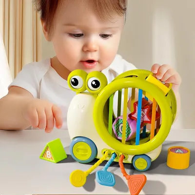 Produktbild von Montessori-Spielzeug für Babys – Silikon-Ziehseil-Spielzeug – Formensortierspiel und Regenbogen-Stapelspiel – Sensorisches Spielzeug für Kleinkinder