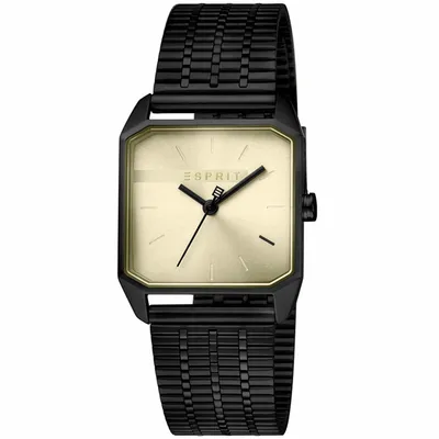 Produktbild von Esprit ES1L071M0045 Cube Ladies Uhr Damenuhr Edelstahl Schwarz