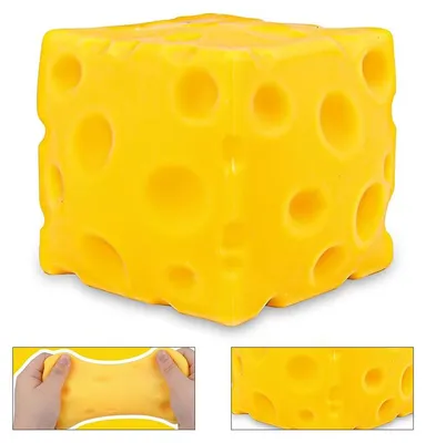 Produktbild von Anti Stress Squishy Käse Design 7 cm Soft TPR Stressball langsam zurückformend Fidget Spielzeug Geschenk