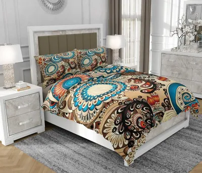 Obrázek produktu pro Povlečení 200x220 cm + 2x70x80 cm, 3dílná sada, 100% bavlna, satyna, zip, Mandala, vícebarevná - SOVIO | So.0123