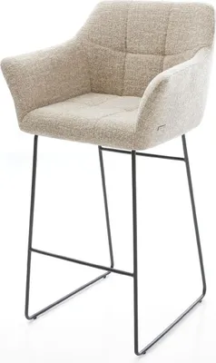 Produktbild von DELIFE Barstuhl Yulo-Flex Webstoff Soft Beige Kufengestell Metall Schwarz