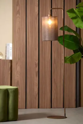 Productafbeelding van Vloerlamp Donio donkere hout print