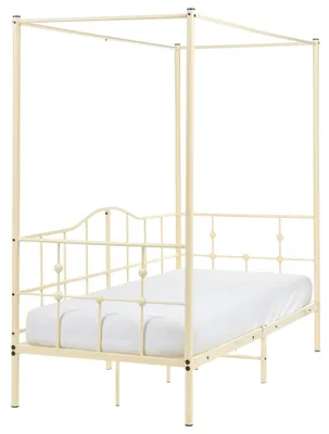 Obrázok produktu pre BELIANI Posteľ s baldachýnom čierna kovová 180 x 200 cm čalúnené čelo moderný štýl spálne
