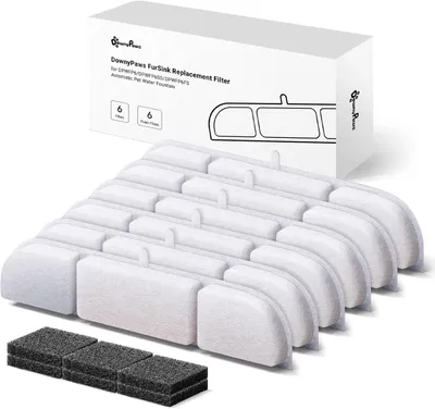 Productafbeelding van Vervangingsfilters voor kattenfontein - 6 filters en 6 voorfiltersponzen - 5-traps filtersysteem