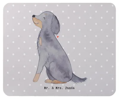 Produktbild von Mr. & Mrs. Panda Mouse Pad Gordon Setter Lebensretter - Grau Pastell - Geschenk, Shetter, Jagdhund, Mauspad, mousematte, pc, laptop mousepad