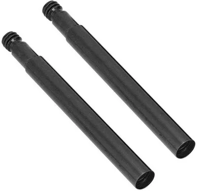 Image de 2 extensions de valve Presta de 60 mm pour vélo, en aluminium, pour vélos de course, avec filetage intérieur, couleur noire.