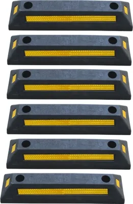 Immagine prodotto di 6 x barriera in gomma per parcheggi - 53,5 x 13 x 8,9 cm ferma ruota per parcheggi e garage - distanziatore - ausilio al parcheggio soglia di parcheggio ausilio al parcheggio - tappo per garage con catarifrangente
