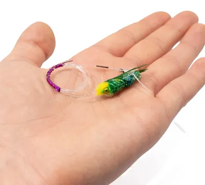 Produktbild von Spielanhänger für Katzenangel · Grashüpfer-Aufsatz mit Nylondraht · grün-gelb · Gesamtlänge ca. 56 cm