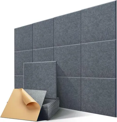 Produktbild von 12 selbstklebende Akustikplatten 30x30 cm, Schallabsorber aus Polyester, Akustikpaneele für Büro, Musikraum und Heimkino