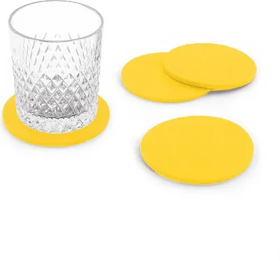 Produktbild von Oblique Unique 4 Filz Untersetzer Glasuntersetzer rund - gelb