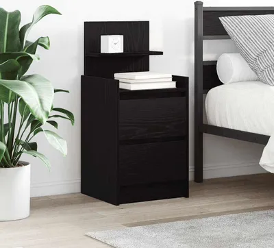 Produktbild von vidaXL Nachttisch mit 2 Schubladen Schwarz 38x34x80 cm