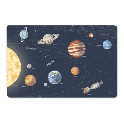 Produktbild von Schreibtischunterlage für Kinder – „Sonnensystem - Space“ – 60 x 40 cm – aus Premium Vinyl – Germany