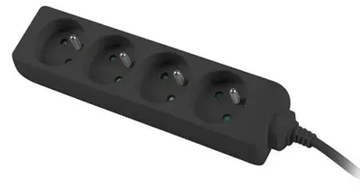 Obrázok produktu pre Lanberg PS0-04E-0100-IEC-BK, 1 m, Vnútorný, Typ E, Čierna, 4 AC zásuvky/AC zásuviek, 10 A