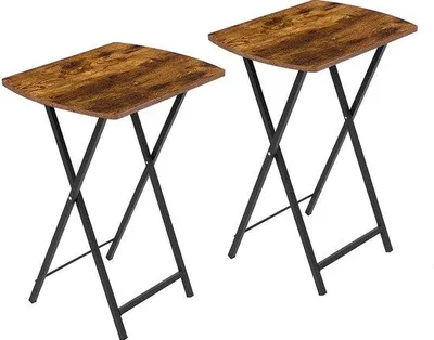 Immagine prodotto di Tavolino da TV e da pranzo compatto, in due parti, pieghevole, ideale per spazi ridotti; tavolino per laptop e spuntini; design industriale; piccolo comodino.