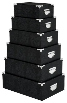 Immagine prodotto di 5 Five Simply Smart Aufbewahrungsboxen-Set 6-tlg., Kroko-Textur, Pappe, Metall, Grau, 105319