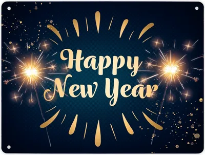 Produktbild von Wunderkerzen Happy New Year Metallschild XL in 21x28 cm