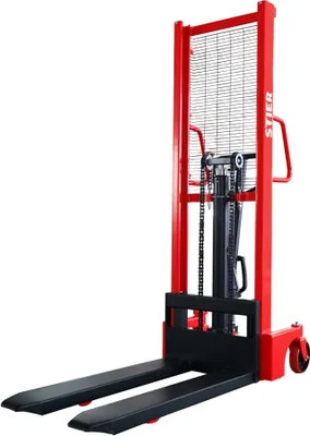 Produktbild von STIER Hydraulik-Stapler 1000 kg: Leistungsstarker Einfach-Mast-Stapler, Traglast von 1000 kg, Hubbereich 85 mm - 1600 mm, bequemes Anheben per Fußpedal