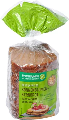 Produktbild von Poensgen Sonnenblumenkernbrot geschnitten glutenfrei Packung 500g